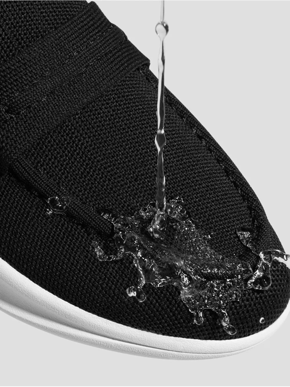 Men's Black Slip-On Knit Loafers with White Sole
